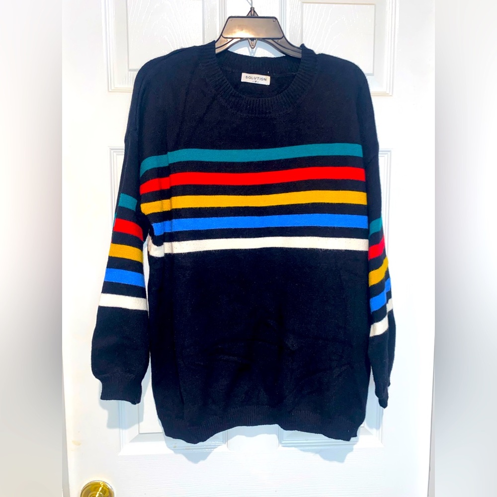 Solution black striped boutique sweater. Size M